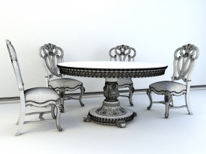 classic carved dinning set 2 3D 模型