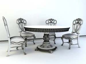 classic carved dinning set 2 3D Model