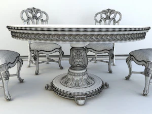 classic carved dinning set 2 3D Model