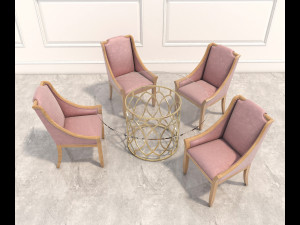 neoclassical coffee table set 3D Model