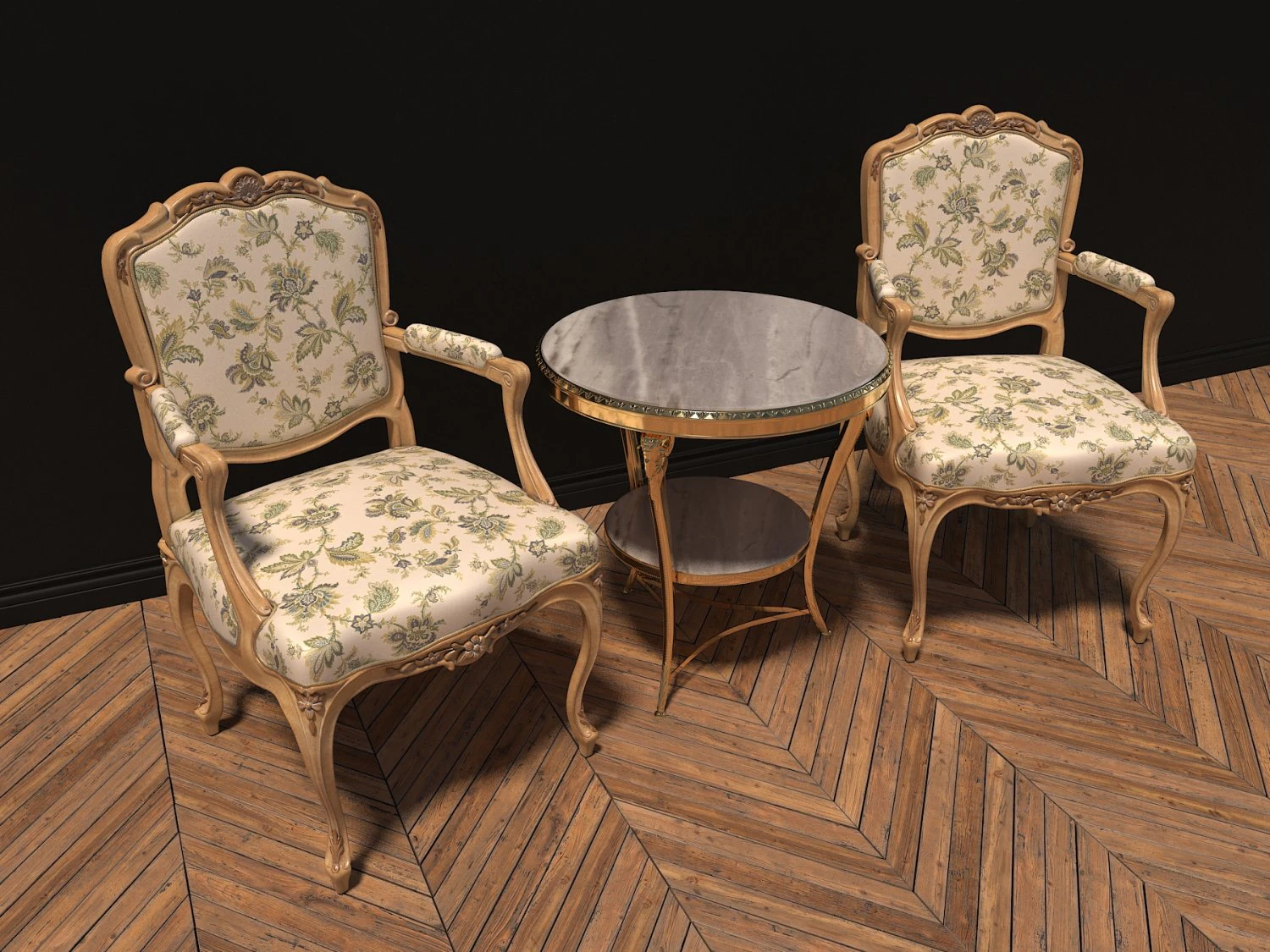 european style coffee table set 3D Model .c4d .max .obj .3ds .fbx .stl .blend