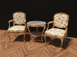 european style coffee table set 3D 模型