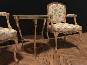 european style coffee table set 3D Model