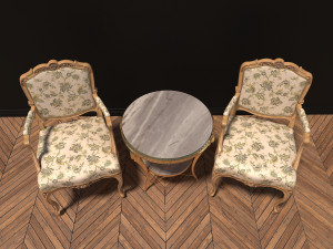 european style coffee table set 3D 模型
