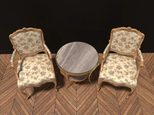 european style coffee table set 3D Model