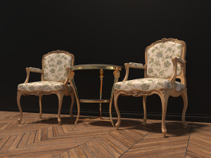 european style coffee table set 3D 模型