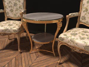 european style coffee table set 3D Model