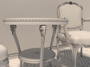 european style coffee table set 3D 模型