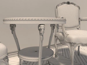 european style coffee table set 3D Model