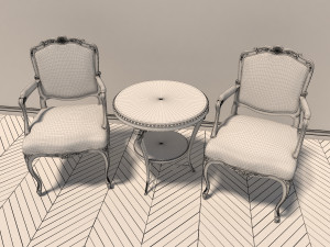 european style coffee table set 3D 模型