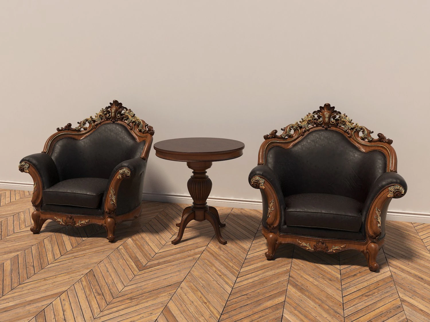 classic coffeetable set 3D Model .c4d .max .obj .3ds .fbx .stl .blend 