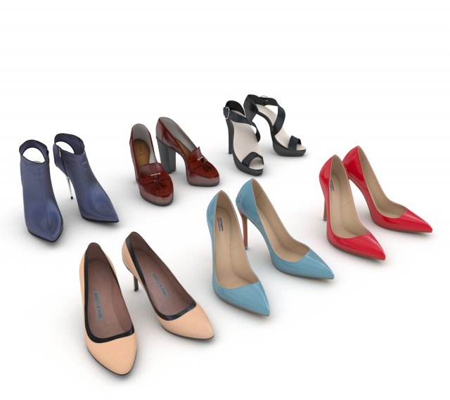 women shoes 3 3D Model .c4d .max .obj .3ds .fbx .stl .blend 