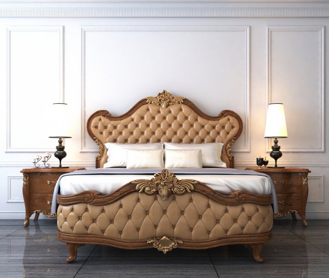 european style bed 3 3D Model .c4d .max .obj .3ds .fbx .stl .blend 