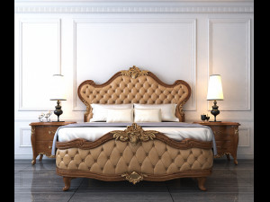 european style bed 3 3D Model