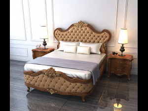 european style bed 3 3D Model
