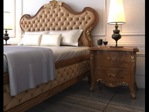european style bed 3 3D Model
