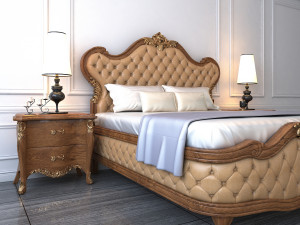 european style bed 3 3D Model