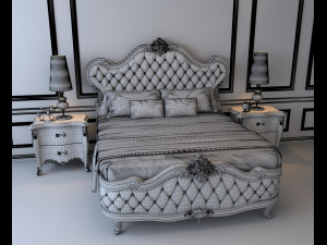 european style bed 3 3D Model
