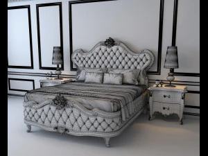 european style bed 3 3D Model