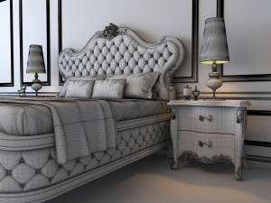 european style bed 3 3D Model