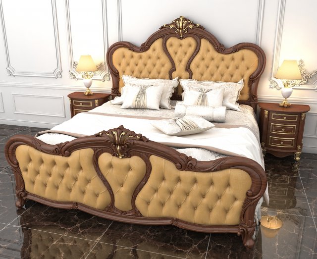 classic bed 6 3D 모델 .c4d .max .obj .3ds .fbx .stl .blend 