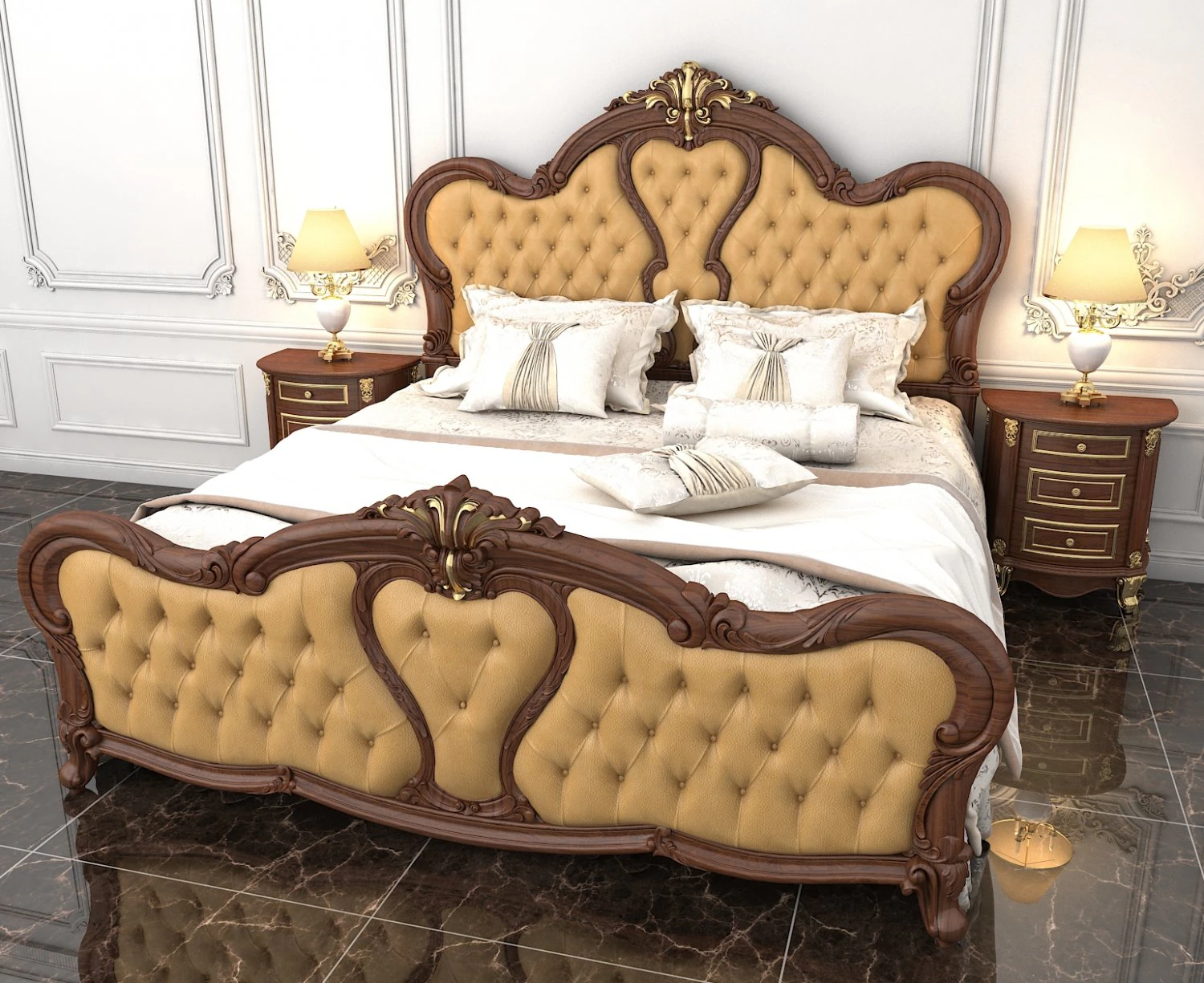classic bed 6 3D Model .c4d .max .obj .3ds .fbx .stl .blend 