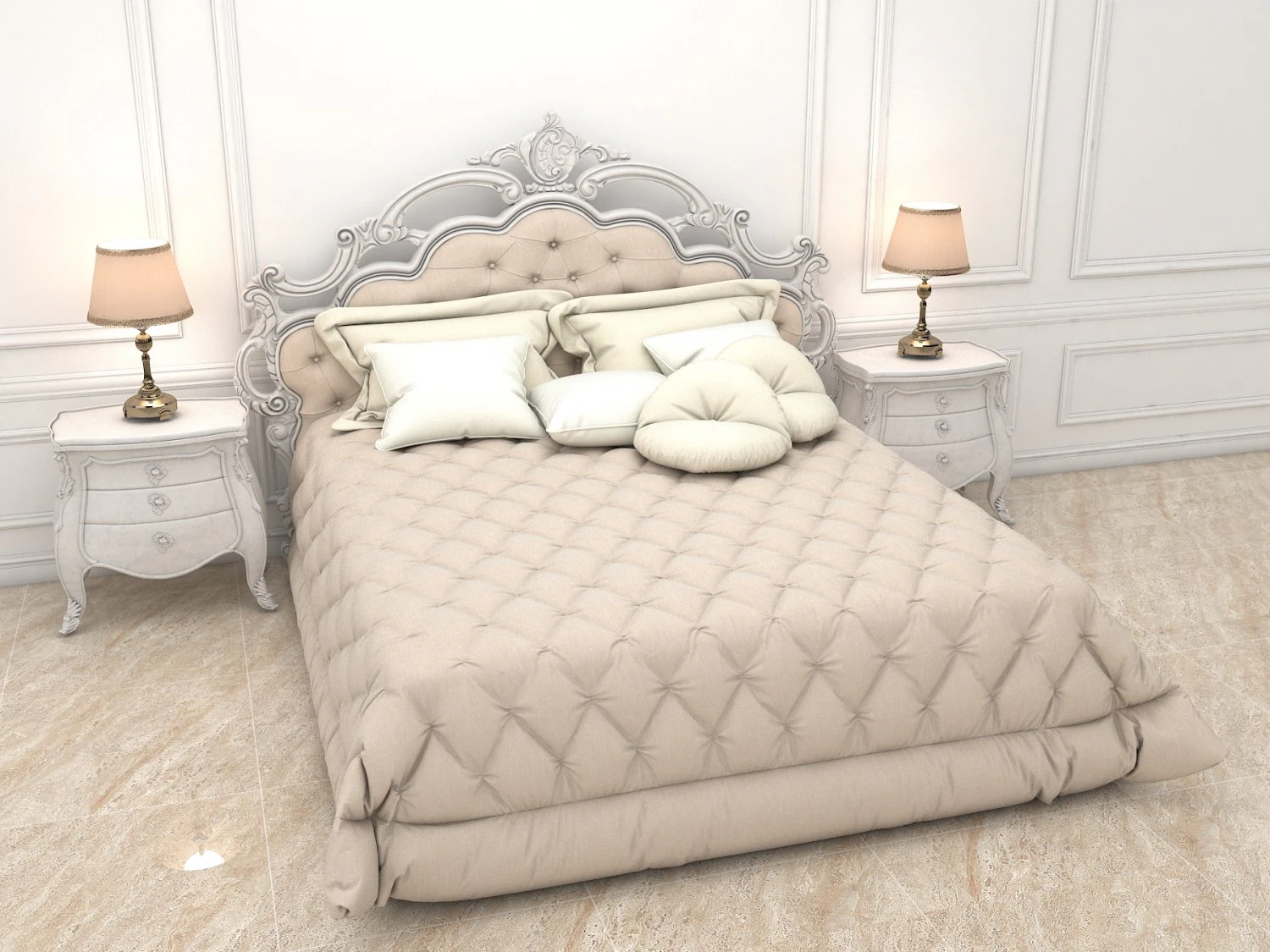 classic bed 7 3D Model .c4d .max .obj .3ds .fbx .stl .blend