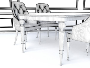 european table dinning set 3D Model