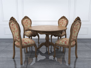 classic carved dinning set 3 3D Model