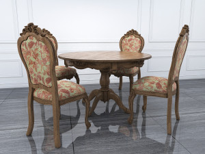 classic carved dinning set 3 3D मॉडल