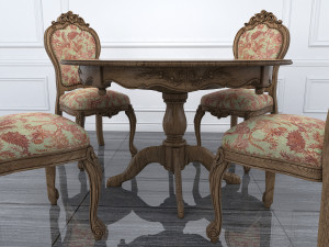 classic carved dinning set 3 3D मॉडल