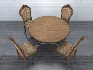 classic carved dinning set 3 3D मॉडल