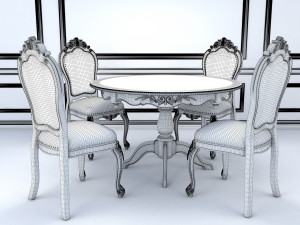 classic carved dinning set 3 3D मॉडल