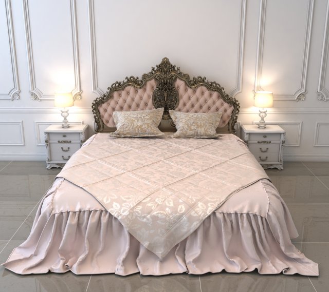 european style bed 5 3D Model .c4d .max .obj .3ds .fbx .stl .blend 