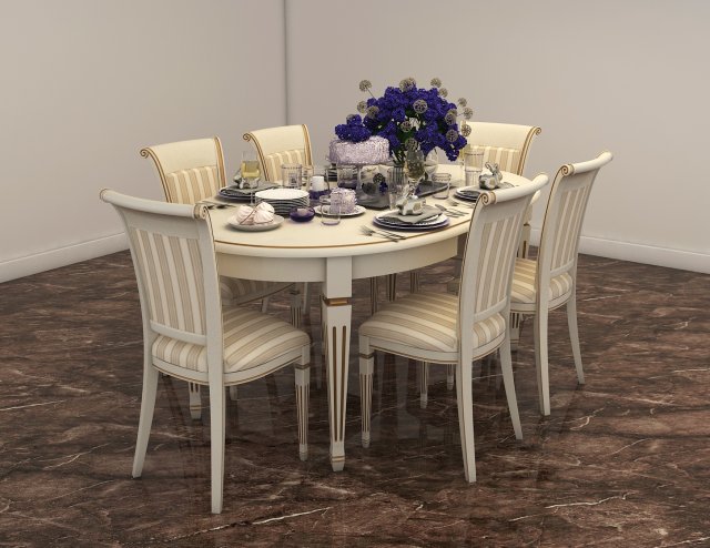 carved tables and chairs european style 2 Modelo 3D .c4d .max .obj .3ds .fbx .stl .blend 