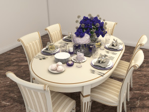 carved tables and chairs european style 2 Modelo 3D