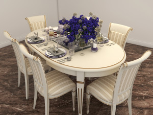carved tables and chairs european style 2 Modelo 3D