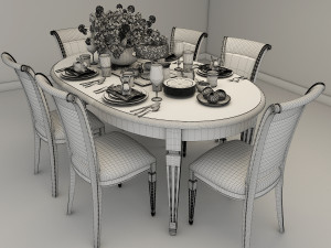 carved tables and chairs european style 2 Modelo 3D