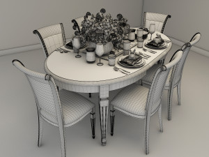 carved tables and chairs european style 2 Modelo 3D