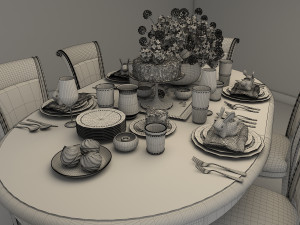 carved tables and chairs european style 2 Modelo 3D