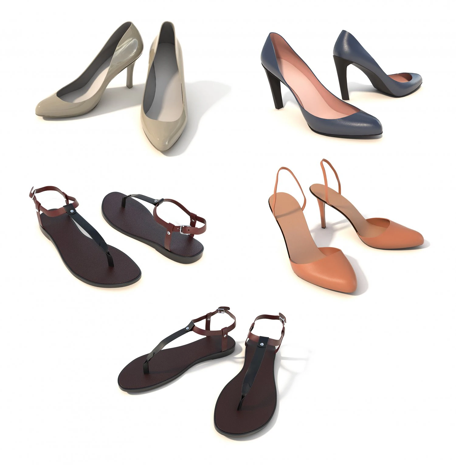 women high heel shoes 3D Model .c4d .max .obj .3ds .fbx .stl .blend