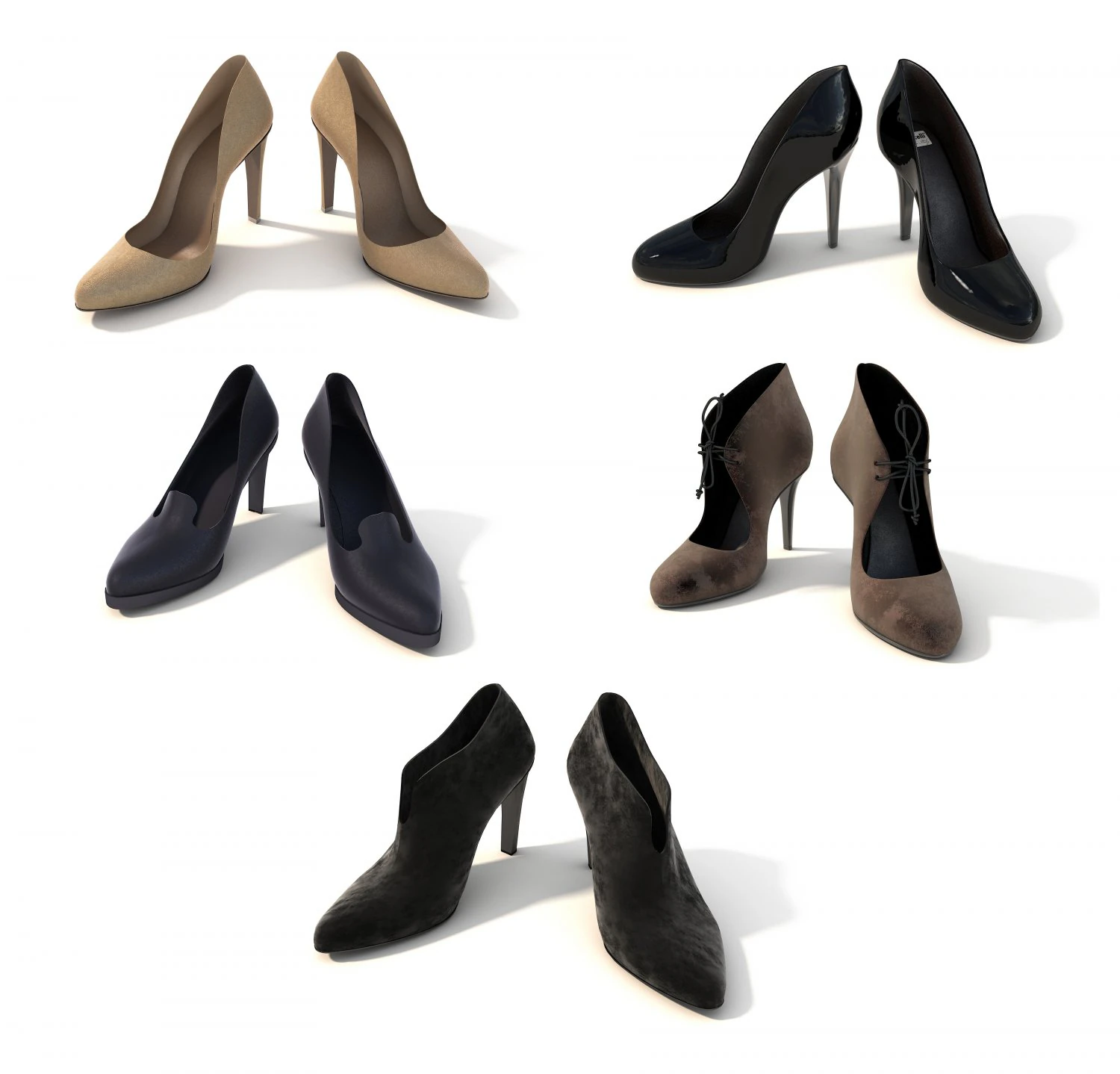 women high heel shoes 2 3D Model .c4d .max .obj .3ds .fbx .stl .blend 