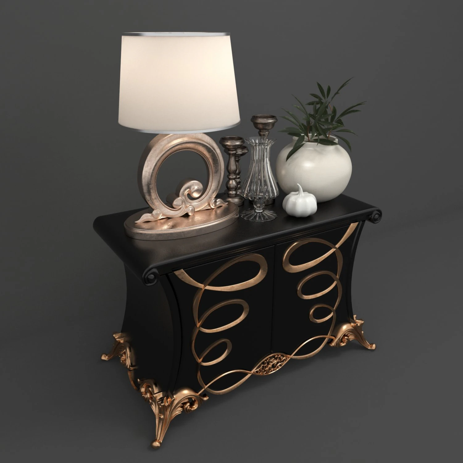 cabinet and decorations 2 3D Model .c4d .max .obj .3ds .fbx .stl .blend 