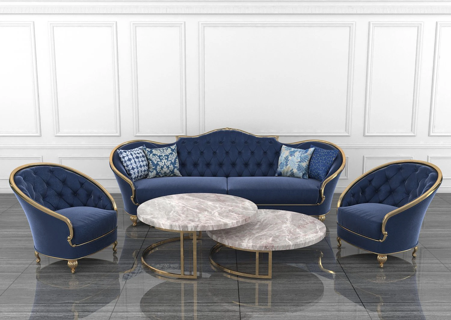 neoclassical living room tables and chairs 3D Model .c4d .max .obj .3ds .fbx .stl .blend