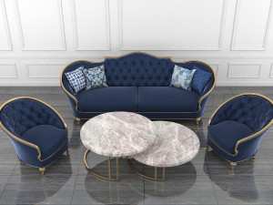neoclassical living room tables and chairs 3D Модель