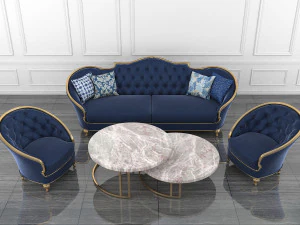 neoclassical living room tables and chairs 3D Model