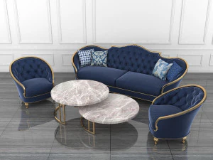 neoclassical living room tables and chairs 3D Model