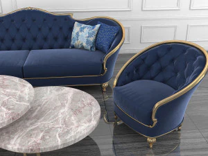 neoclassical living room tables and chairs 3D Model