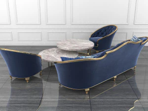 neoclassical living room tables and chairs 3D Model