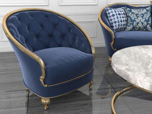 neoclassical living room tables and chairs 3D Model